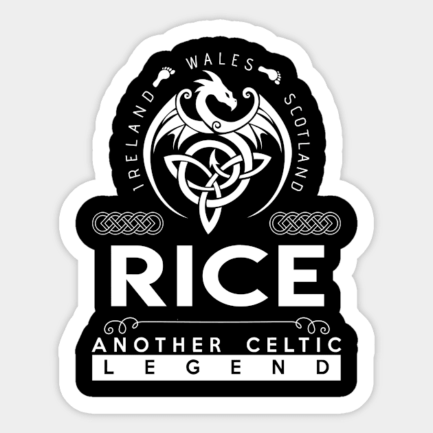 Rice Name T Shirt - Another Celtic Legend Rice Dragon Gift Item Sticker by harpermargy8920